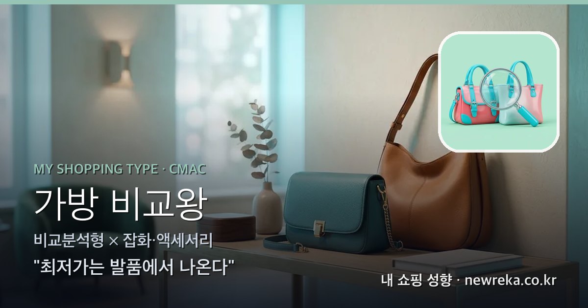 가방 비교왕 쇼핑 성향 이미지