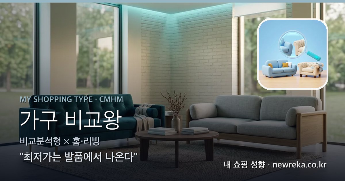가구 비교왕 쇼핑 성향 이미지